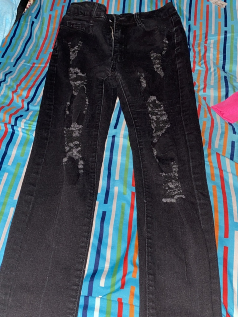 Black Ripped Skinny Jeans – SHEIN XS, Distressed Denim, Gently Used